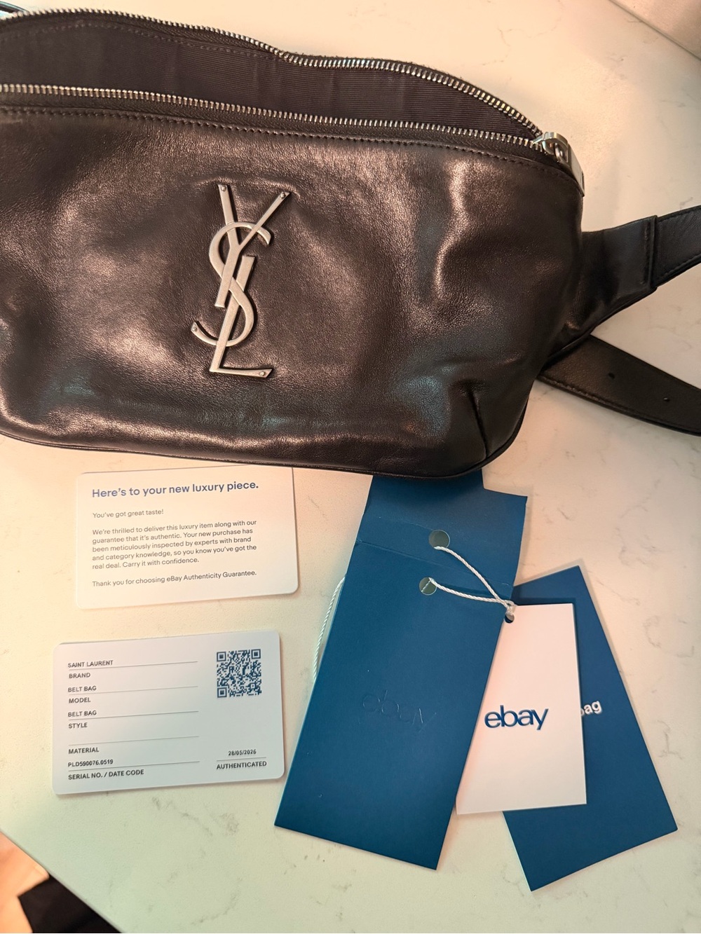 Saint Laurent Black Leather YSL Logo Belt Bag with Silver Hardware - Picture 8 of 10